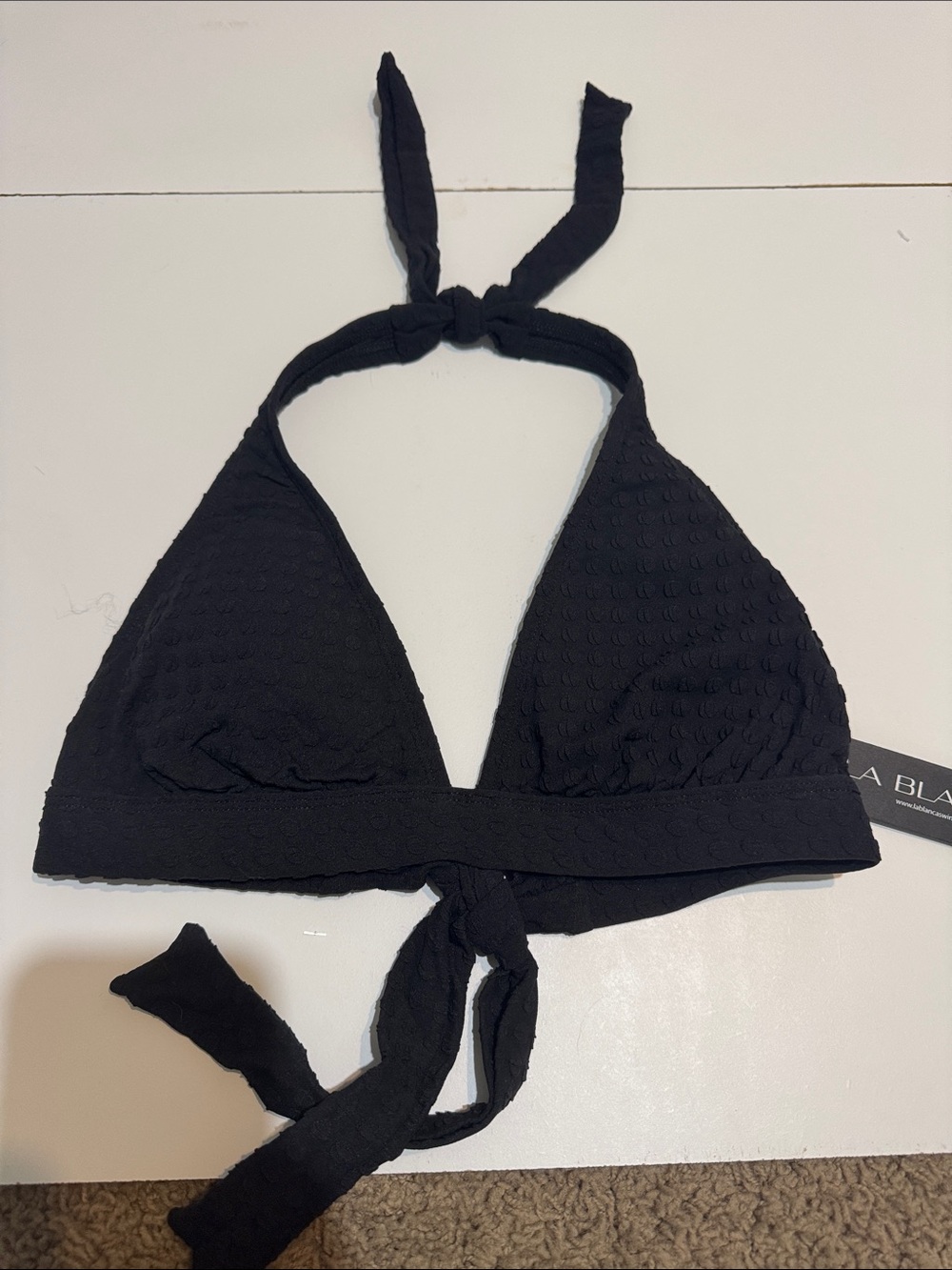 La Blanca Black Halter Triangle Bikini Top NWT size 6